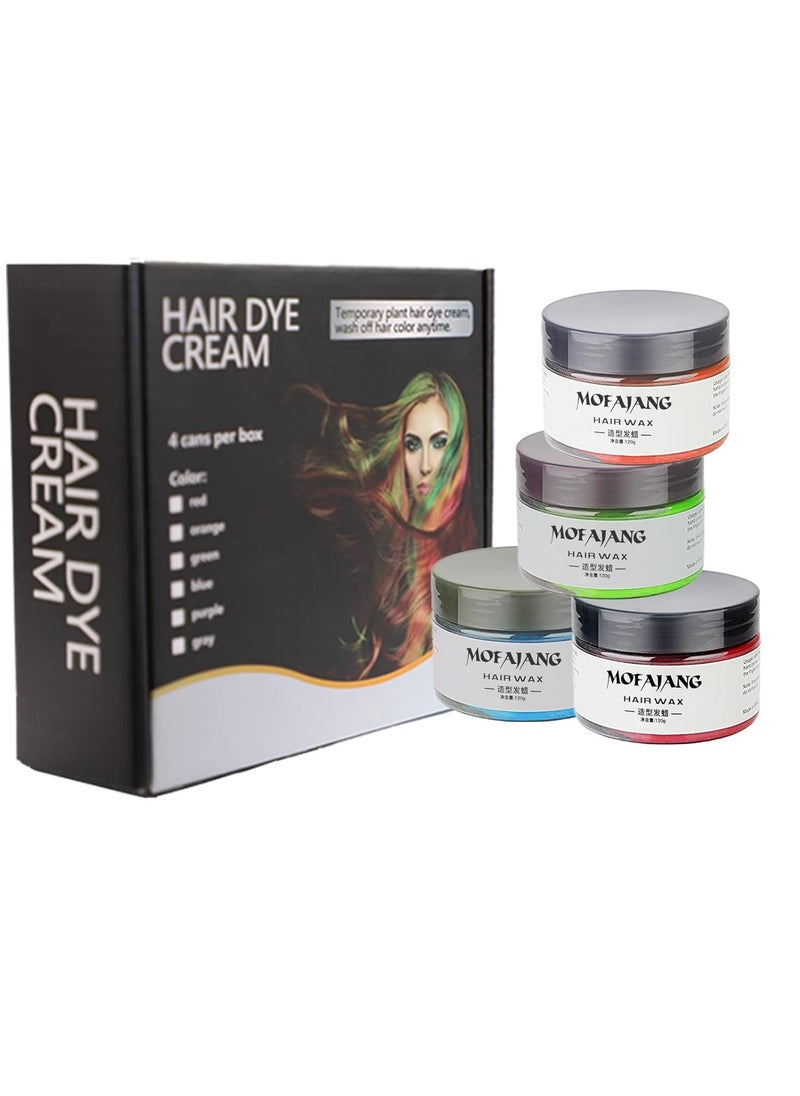 Temporary Hair Color Chalk For Kids, Hair Wax Color For 4 5 6 7 8 9 Year Old Girl Gifts, Birthday,Party, Cosplay DIY, Children's Day, Halloween, Christmas (4, Red Orange Blue Green)