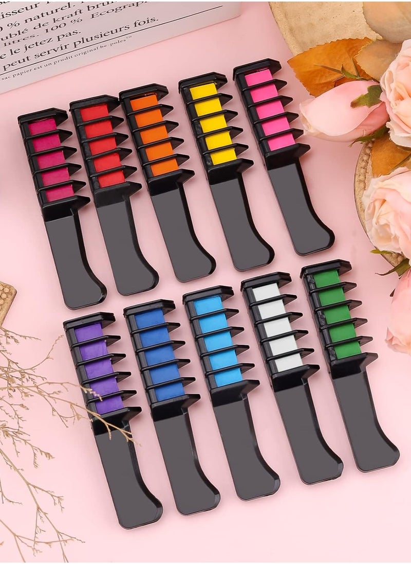 Kalolary 10 Colors Hair Chalk for Girls Kids, Temporary Bright Hair Color Dye Easter Gifts for Girls Age 4 5 6 7 8 9 10+, Washable Hair Chalk Comb for Party Cosplay DIY