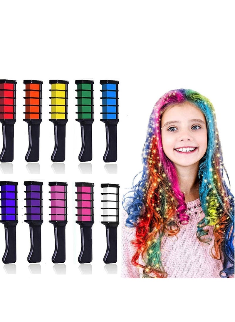 Kalolary 10 Colors Hair Chalk for Girls Kids, Temporary Bright Hair Color Dye Easter Gifts for Girls Age 4 5 6 7 8 9 10+, Washable Hair Chalk Comb for Party Cosplay DIY