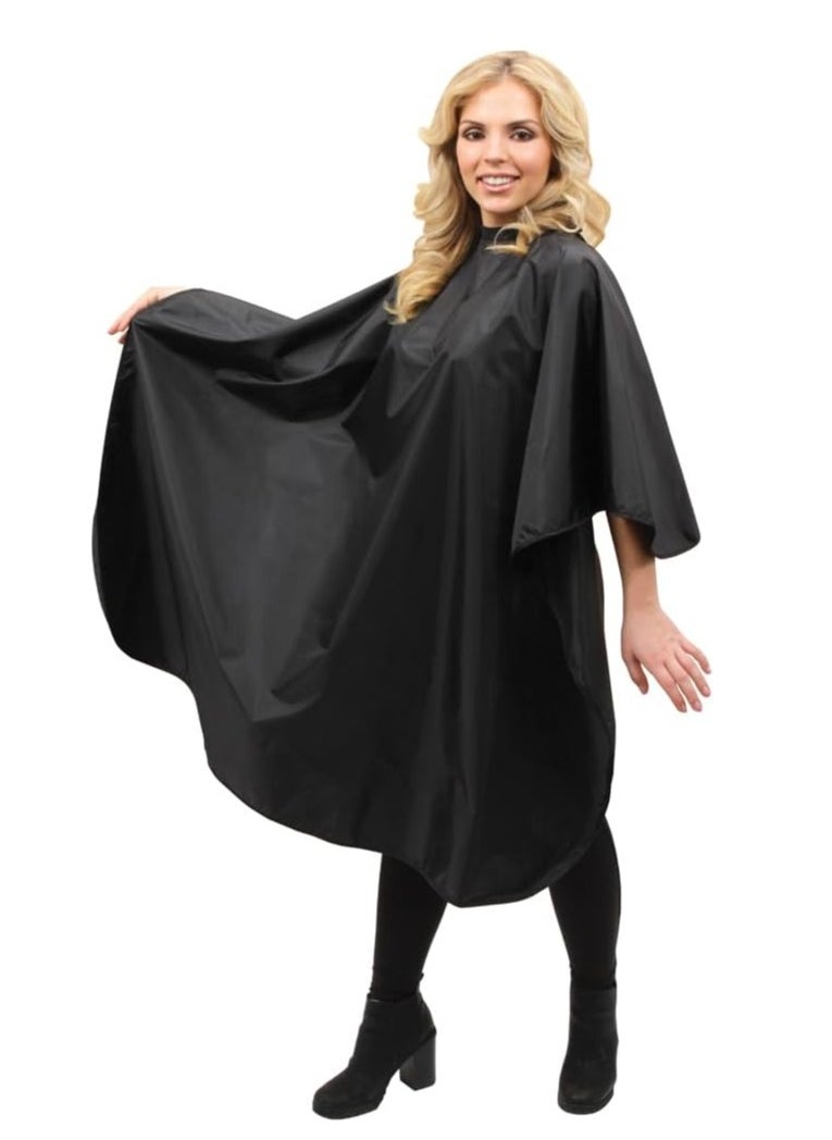 ForPro Professional Collection Poly Chemical Cape, Professional Hair Salon Styling Cape with Adjustable Snap Closure, Black, 58