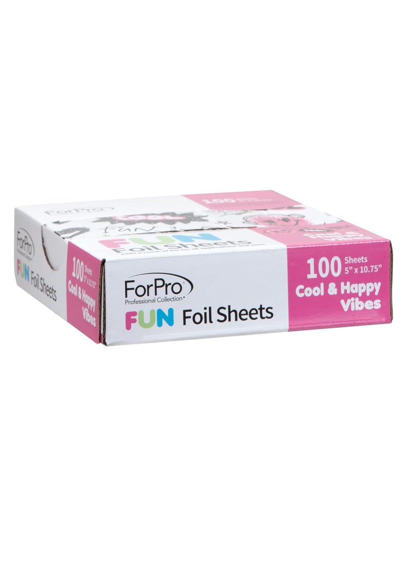 ForPro Professional Collection FUN Cool & Happy Vibes Foil Sheets, Aluminum, Pop-Up Foil Dispenser, Hair Foils for Color Application & Highlighting Services, Food Safe, 5” W x 10.75” L, 100-Count