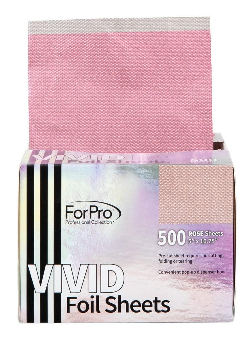 ForPro Professional Collection Vivid Rose Embossed Foil Sheets, Aluminum, Pop-Up Foil Dispenser, Hair Foils for Color Application & Highlighting Services, Food Safe, 5” W x 10.75” L, 500-Count