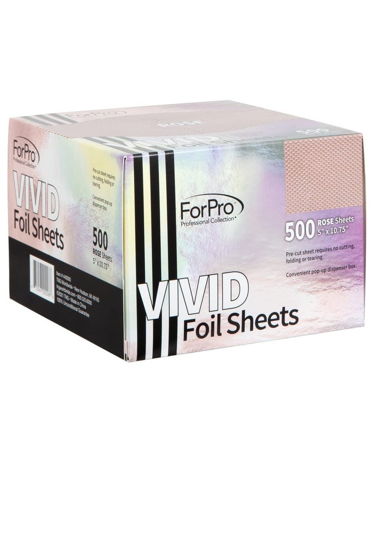 ForPro Professional Collection Vivid Rose Embossed Foil Sheets, Aluminum, Pop-Up Foil Dispenser, Hair Foils for Color Application & Highlighting Services, Food Safe, 5” W x 10.75” L, 500-Count