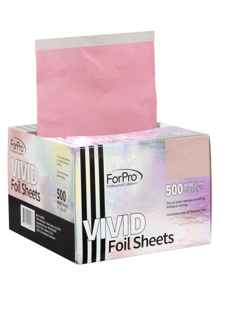 ForPro Professional Collection Vivid Rose Embossed Foil Sheets, Aluminum, Pop-Up Foil Dispenser, Hair Foils for Color Application & Highlighting Services, Food Safe, 5” W x 10.75” L, 500-Count