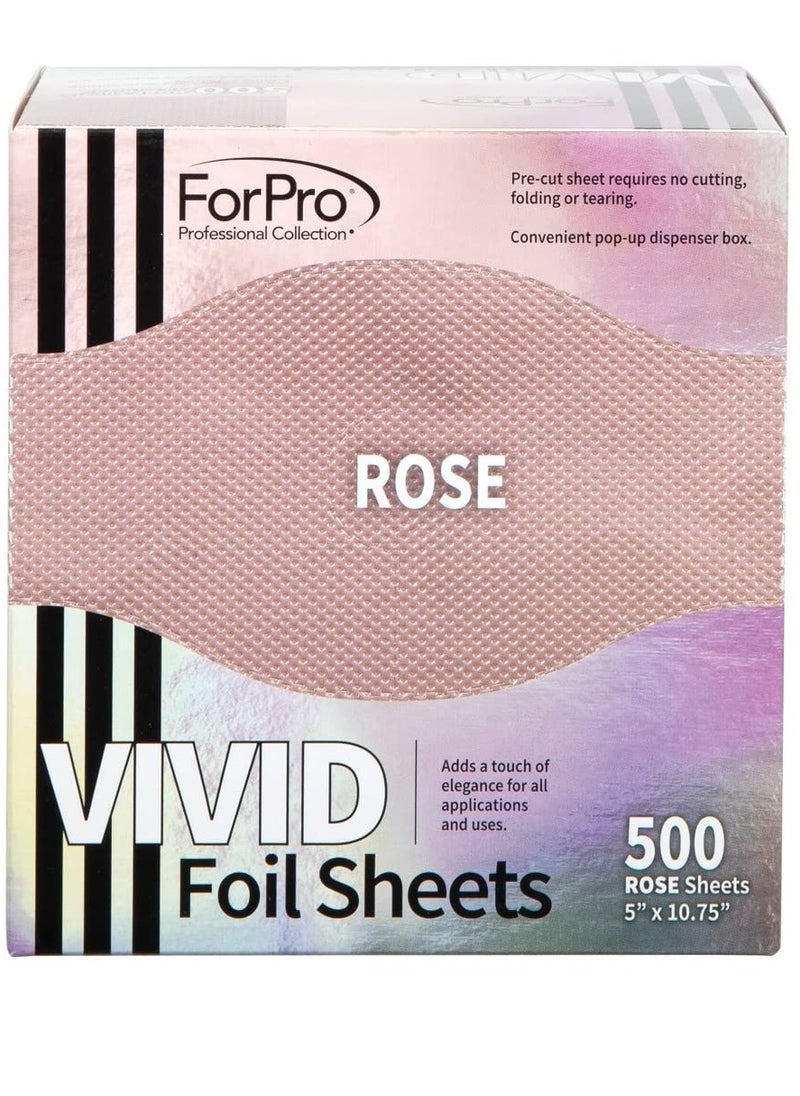 ForPro Professional Collection Vivid Rose Embossed Foil Sheets, Aluminum, Pop-Up Foil Dispenser, Hair Foils for Color Application & Highlighting Services, Food Safe, 5” W x 10.75” L, 500-Count