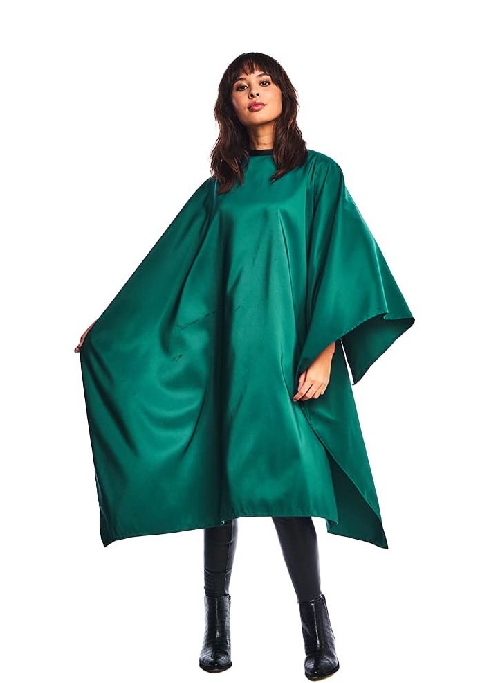 Betty Dain Lightweight Crinkle Nylon Hair Cutting/Styling Cape, Water Resistant, Ultra Lightweight Crinkle Antron Nylon, Repels Hair, Neck Snap Closure, Generous 54 x 60 Inch Size, Green