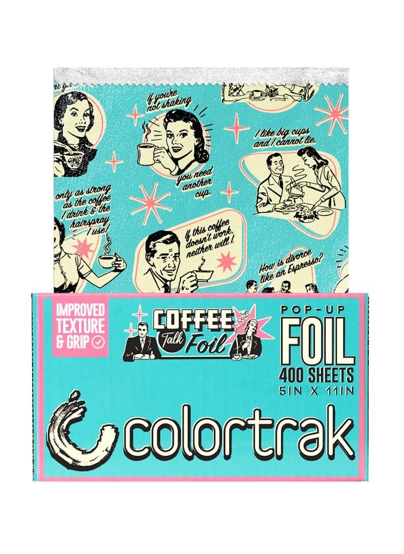 Colortrak Coffee Talk Pop-up Foil W/Dispenser (400 Count), Pre-cut Sheets, Non-Slip Embossed Texture, 5