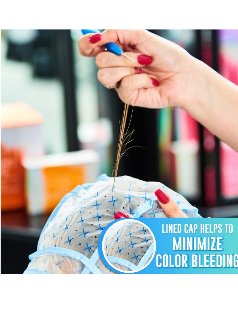 Colortrak 12 Disposable Hair Dyeing Caps with 1 Needle Kit for Tipping, Color and Highlighting, Lined Cap with Neck Protector Minimizes Color Bleeding, Pull-Out Visor Protects Face, Flap Protects Skin