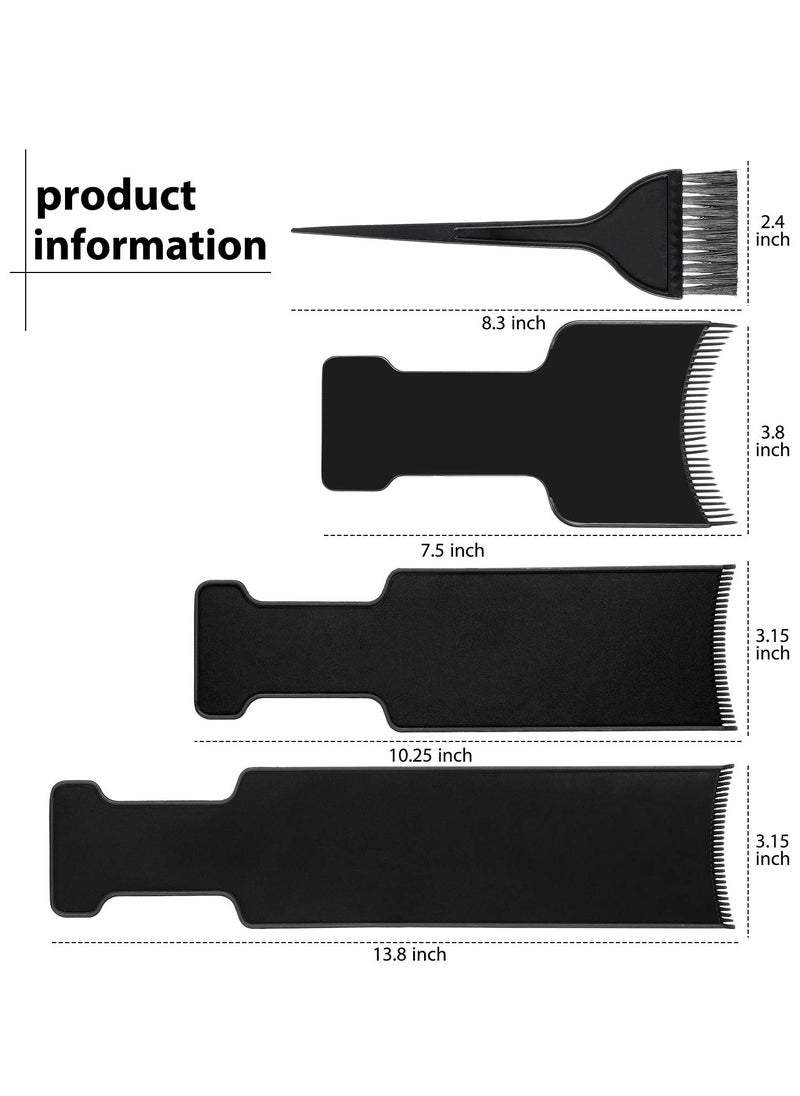 4 Pcs Balayage Highlighting Board with Teeth Hair Dye Paddle Highlighting Brush for Balayage Board Comb for hairstylist Hair Dye(Black)