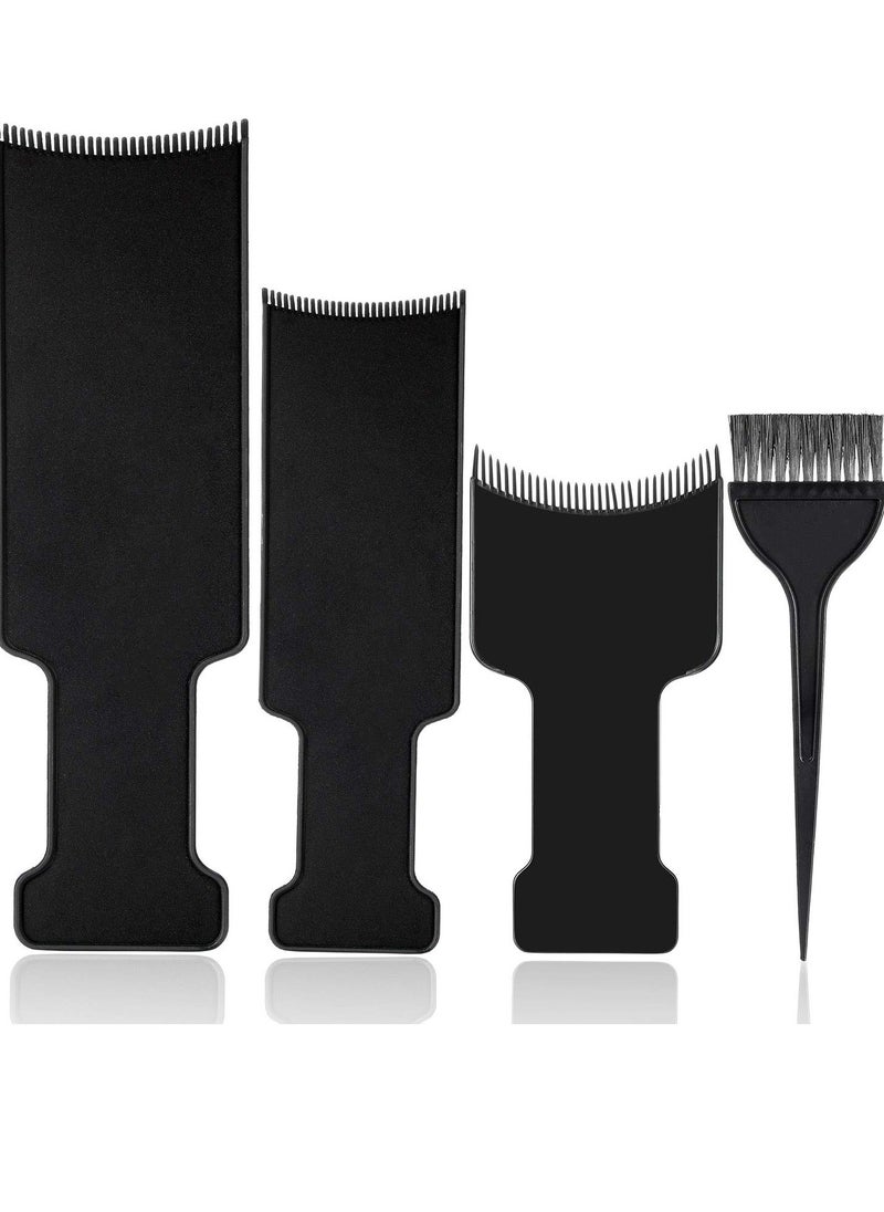 4 Pcs Balayage Highlighting Board with Teeth Hair Dye Paddle Highlighting Brush for Balayage Board Comb for hairstylist Hair Dye(Black)