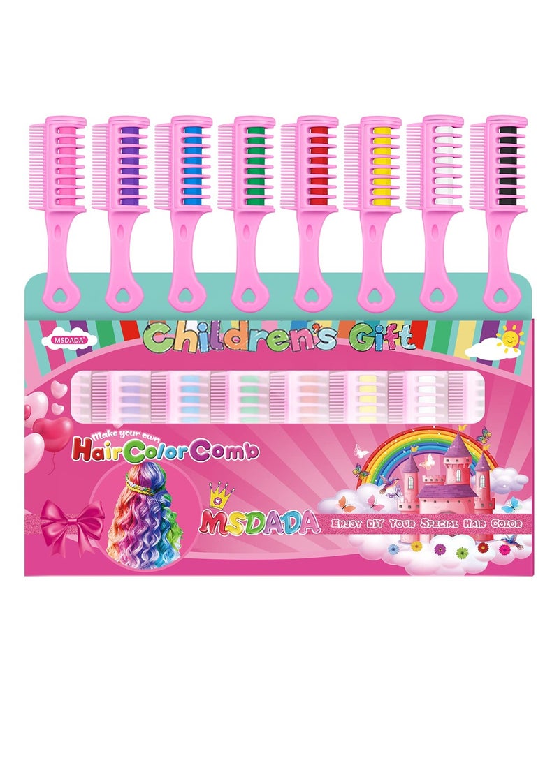 New Hair Chalk Comb for Girls Kids, Washable Temporary Hair Color Dye for Kids Ages 5 6 7 8 9 10+ Birthday Party Gift Cosplay DIY, Easter(Pink,Purple,Blue,Green,Red,Yellow,White,Black)