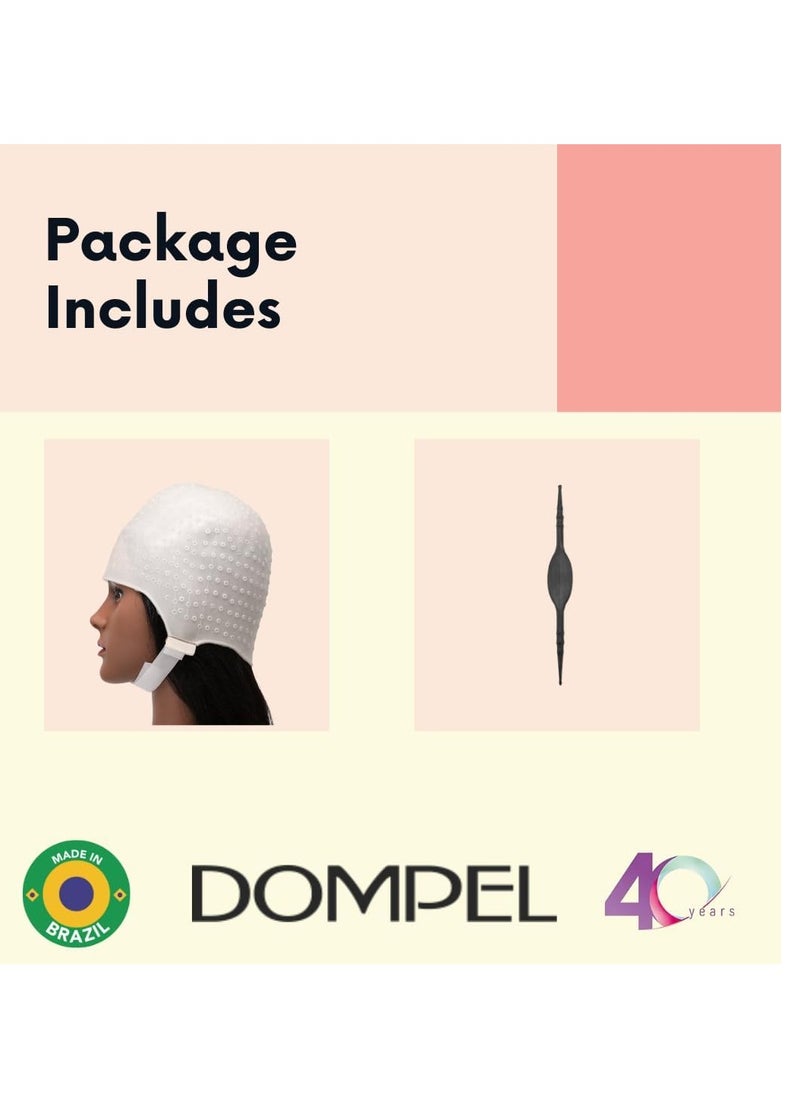 Dompel Silicone Highlight Hair Cap | Reusable Professional Silicone Cap with Needle | Special for Hair Dyeing | Model 233 CA