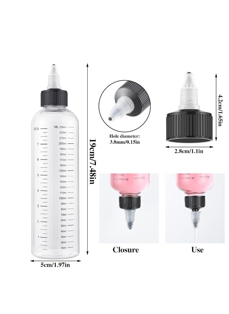 BESARME 2 Pack Applicator Bottle for Hair, 8.5 Ounce Hair Oil Applicator Plastic Squeeze Bottle Root Hair Dye Bottle Twist-On Top Tip Cap with Clear Graduated Scale