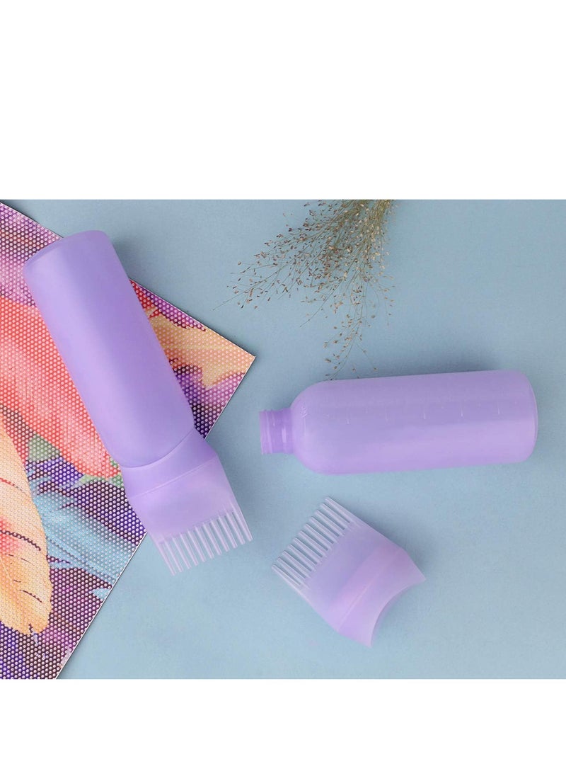 Yebeauty Root Comb Applicator Bottle, 2 Pack 6 Ounce Hair Oil Applicator Bottle for Hair Dye Bottle Applicator Brush with Graduated Scale- Purple