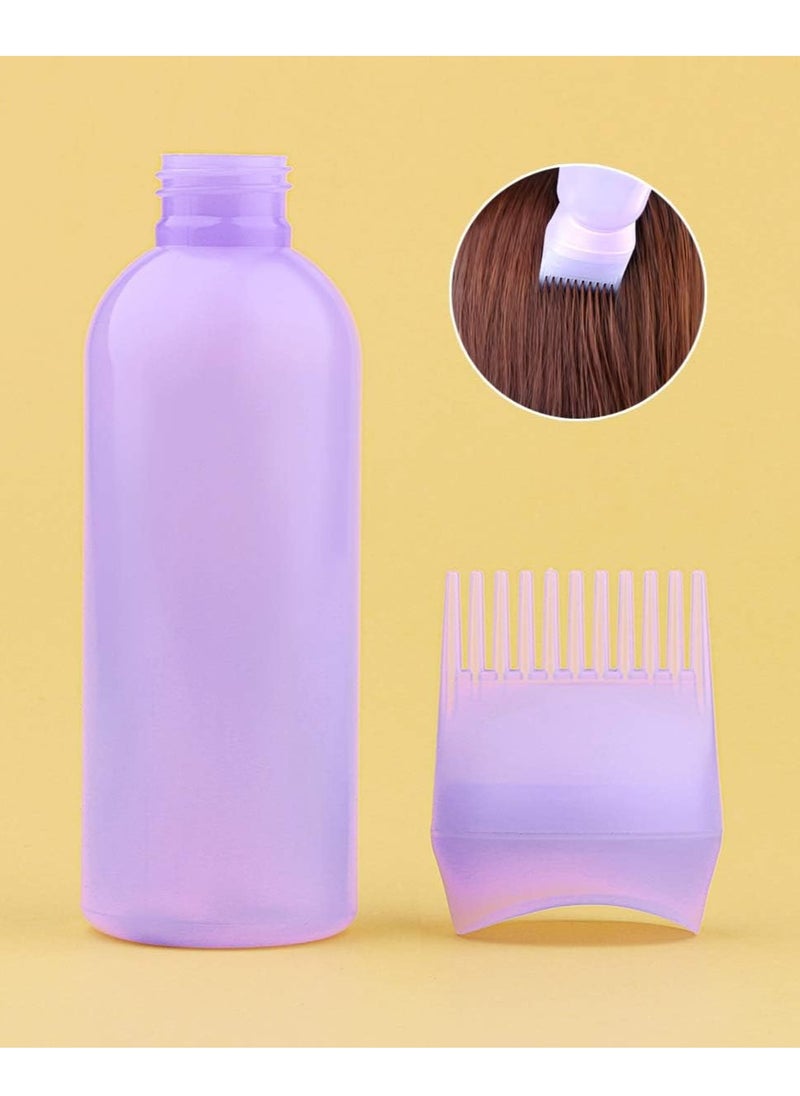 Yebeauty Root Comb Applicator Bottle, 2 Pack 6 Ounce Hair Oil Applicator Bottle for Hair Dye Bottle Applicator Brush with Graduated Scale- Purple