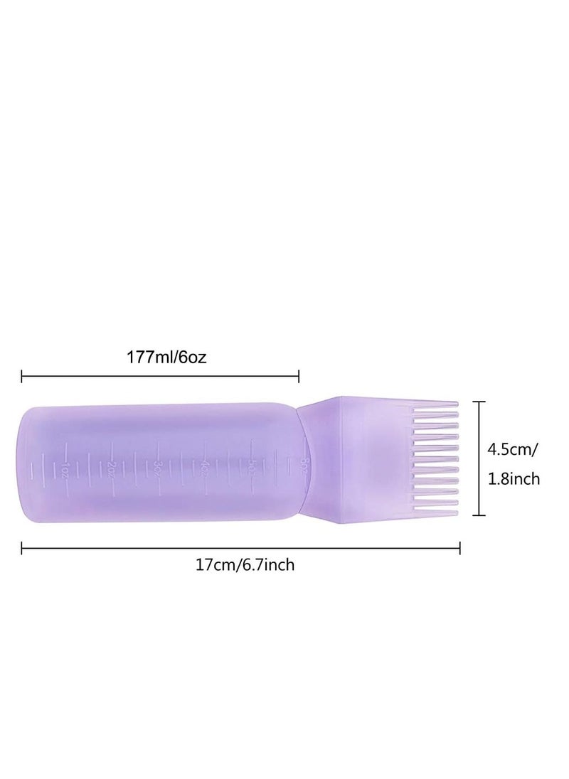 Yebeauty Root Comb Applicator Bottle, 2 Pack 6 Ounce Hair Oil Applicator Bottle for Hair Dye Bottle Applicator Brush with Graduated Scale- Purple