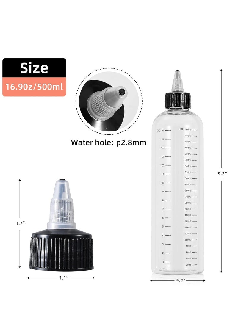 driew Applicator Bottles for Hair, 16.9oz Hair Squeeze Bottle Twist-On Top Tip Cap with Ratio Graduated Scale Color Applicator Bottle Hair Dye Bottle Pack of 2C