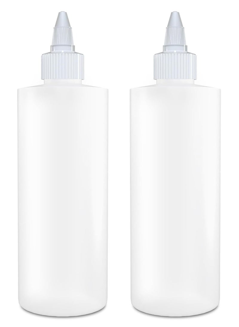 BRIGHTFROM Twist Top Applicator Bottles, Squeeze 8 OZ Empty Plastic Bottles, Refillable, Open/Close Nozzle - Hair Coloring/Multi Purpose (Pack of 2)