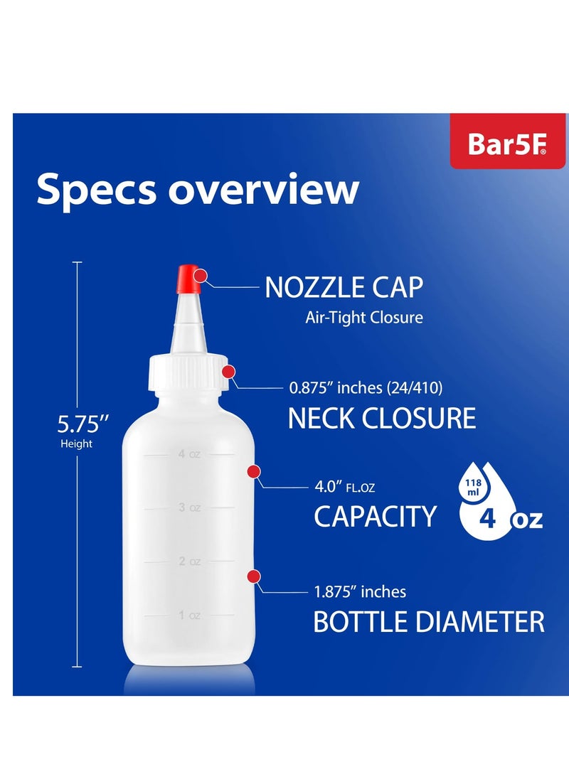 Soft Squeeze Hair Applicator Bottle for Hair Treatment, Scalp Oil, Root, Color, 4 Ounce Translucent with Measuring Scale and Cap, BPA Free, 2 Pack