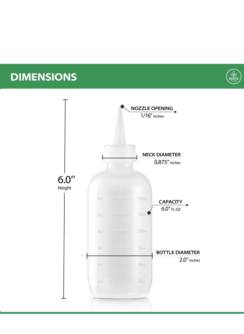 Bar5F Hair Color Applicator Bottles, 3-Pack, 6 Ounce Translucent Squeeze Dropper Bottle with Measuring Scale, BPA Free, Ideal for Salon, Oil, Hair Coloring, Scalp Treatment, Taming & Styling