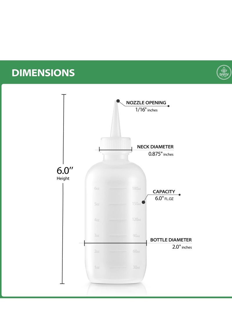 Bar5F Applicator Bottles 6-Ounce Hair Color Styling Oil Treatment Translucent Measuring Scale, Pack of 2