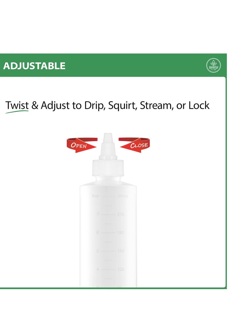 Applicator Bottle for Hair - 2-Pack, 8.5 Ounce, Translucent, Adjustable Nozzle, Open/Close Feature, Squeeze Design with Measuring Scale - Ideal for Scalp, Hair Color, Roots, Hair Oil Application