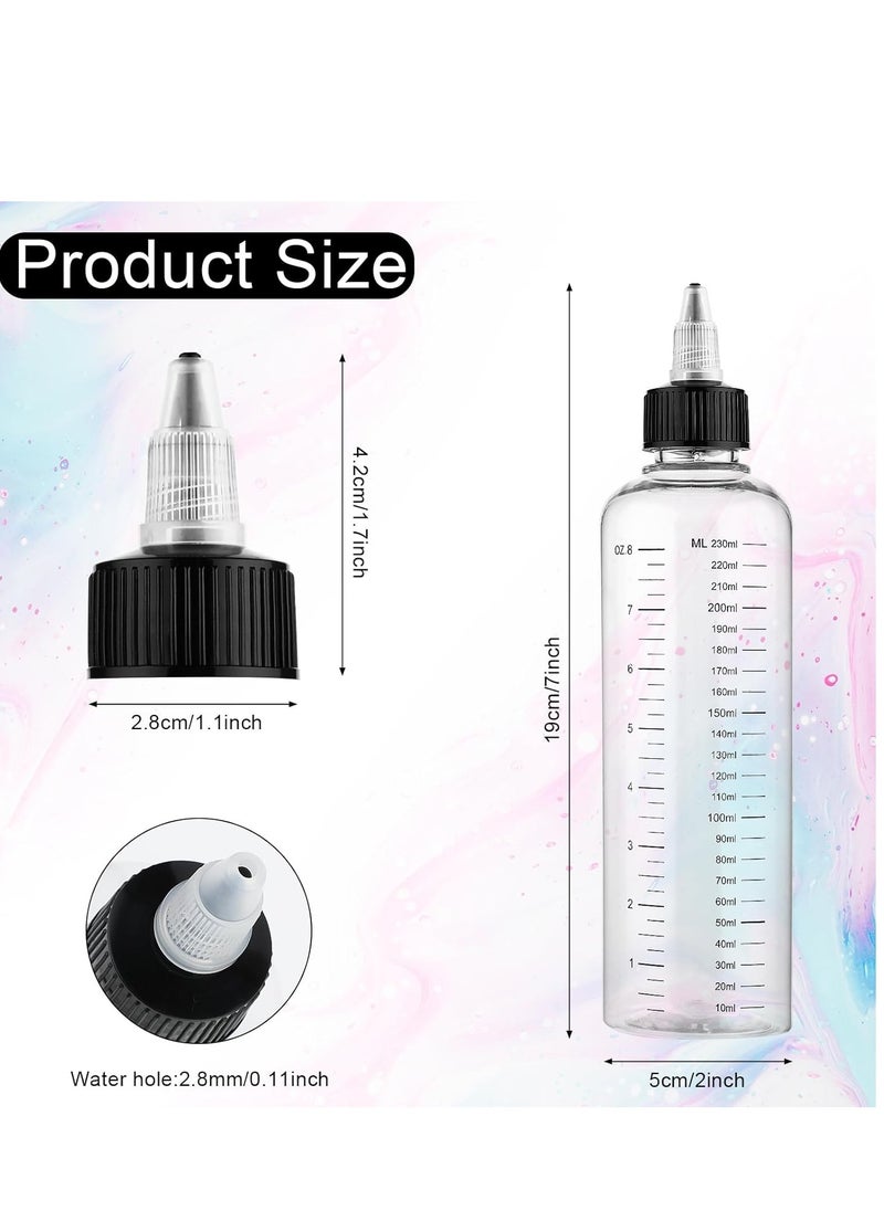 WLLHYF 2 Pack Applicator Bottle for Hair, 8.5 Ounce Plastic Hair Oil Applicator Hair Color Squeeze Bottle Hair Root Dye Bottle with Ratio Graduated Scale Twist-On Top Tip Cap