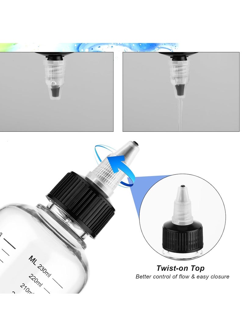 WLLHYF 2 Pack Applicator Bottle for Hair, 8.5 Ounce Plastic Hair Oil Applicator Hair Color Squeeze Bottle Hair Root Dye Bottle with Ratio Graduated Scale Twist-On Top Tip Cap
