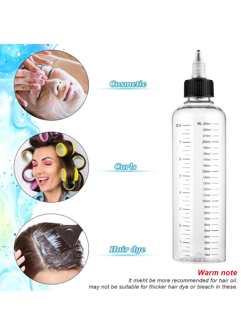 WLLHYF 2 Pack Applicator Bottle for Hair, 8.5 Ounce Plastic Hair Oil Applicator Hair Color Squeeze Bottle Hair Root Dye Bottle with Ratio Graduated Scale Twist-On Top Tip Cap