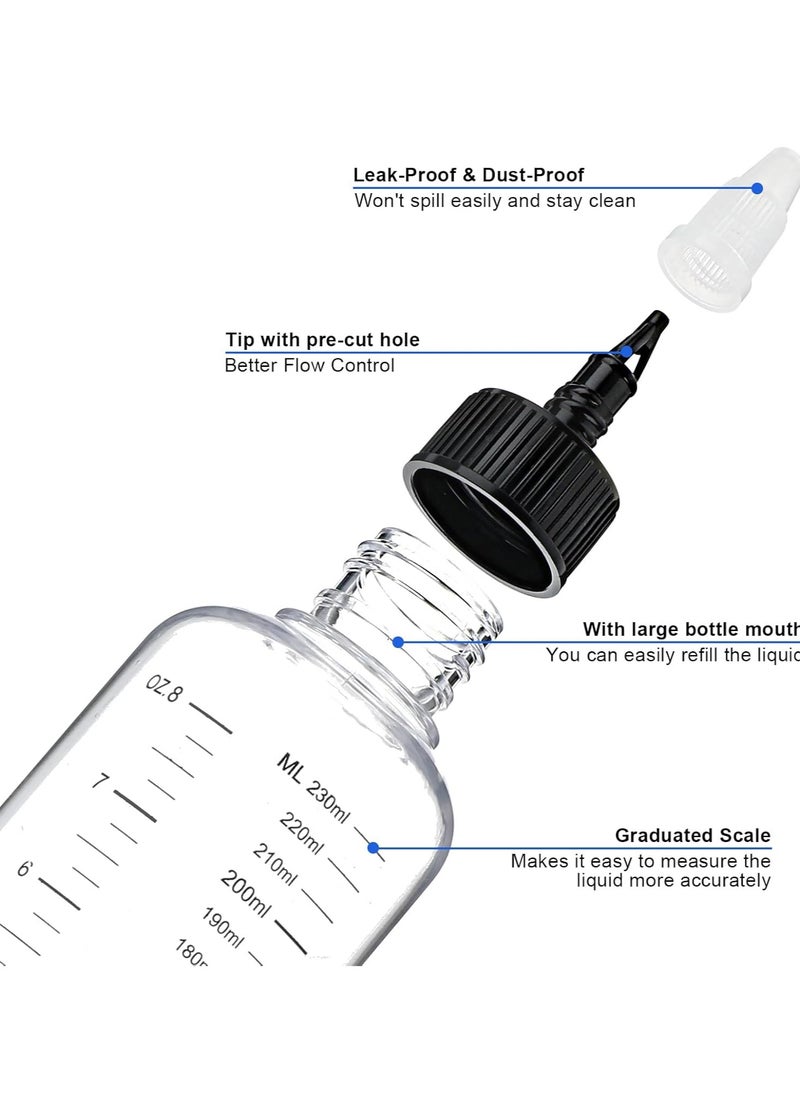 WLLHYF 2 Pack Applicator Bottle for Hair, 8.5 Ounce Plastic Hair Oil Applicator Hair Color Squeeze Bottle Hair Root Dye Bottle with Ratio Graduated Scale Twist-On Top Tip Cap