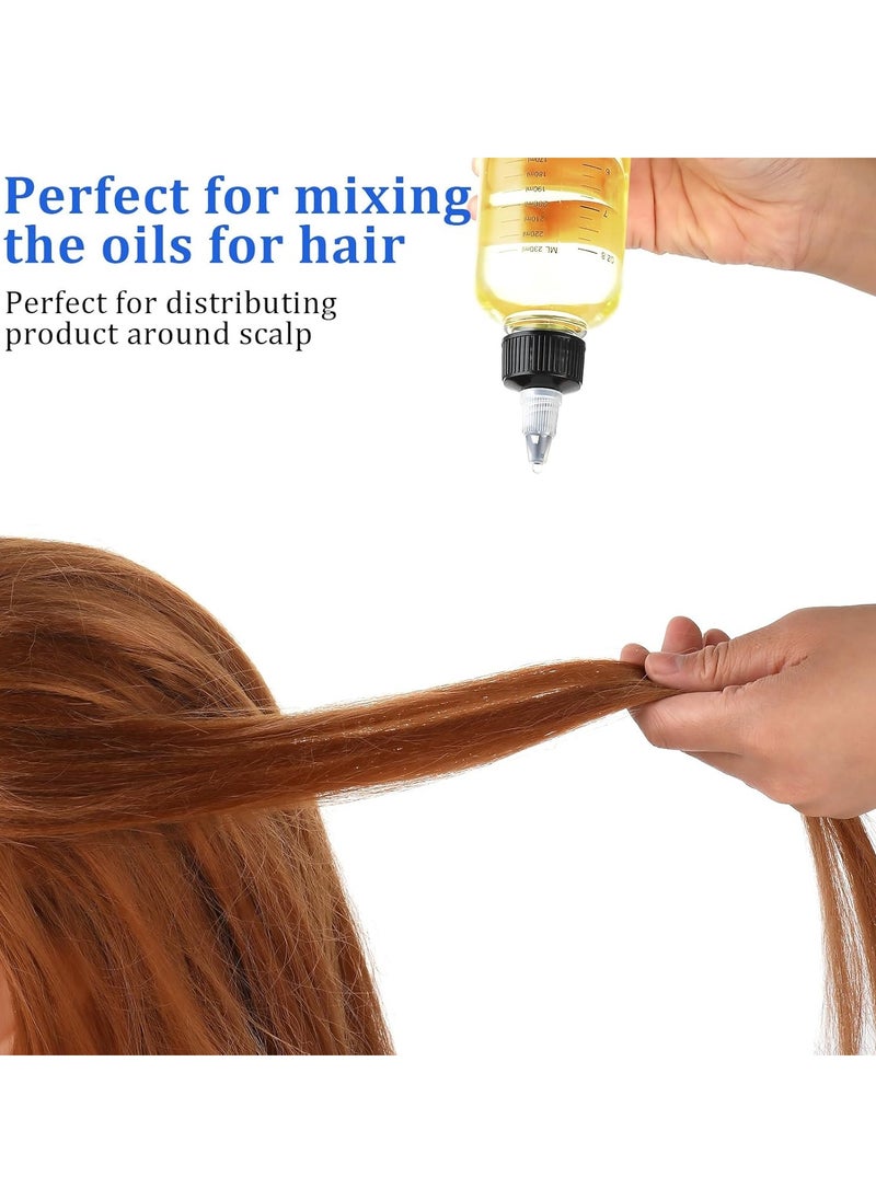 WLLHYF 2 Pack Applicator Bottle for Hair, 8.5 Ounce Plastic Hair Oil Applicator Hair Color Squeeze Bottle Hair Root Dye Bottle with Ratio Graduated Scale Twist-On Top Tip Cap