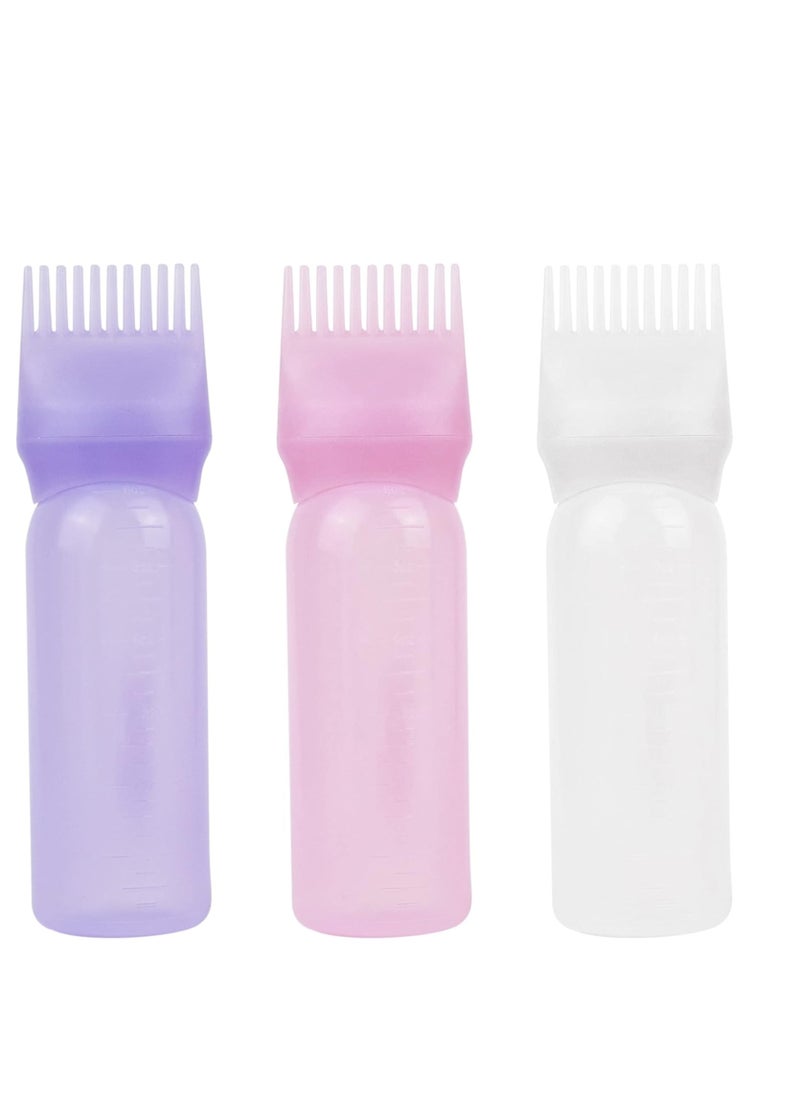 Framendino, 3 Pack Applicator Bottle Hair Dye Bottle Root Applicator Comb with Graduated Scale for Salon Hair Coloring Dyeing