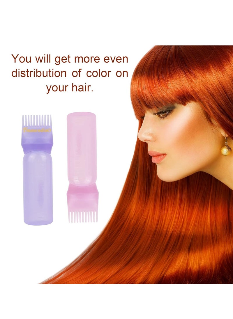 Framendino, 3 Pack Applicator Bottle Hair Dye Bottle Root Applicator Comb with Graduated Scale for Salon Hair Coloring Dyeing