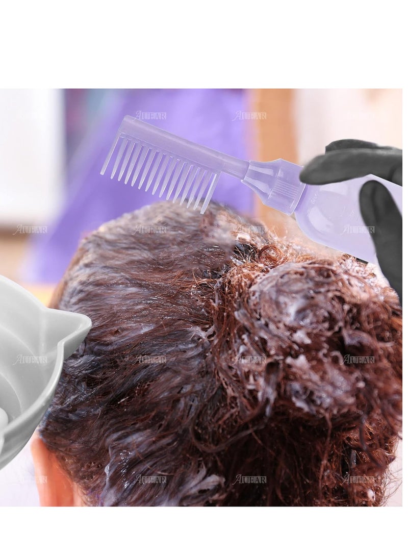 AUEAR, 3 Pack 6 Ounce Root Comb Applicator Bottle Hair Coloring Dye Salon Care Plastic Squeeze with Graduated Scale