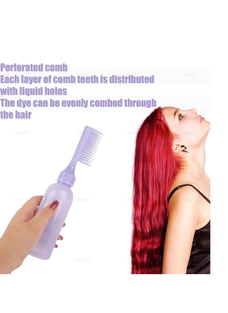 AUEAR, 3 Pack 6 Ounce Root Comb Applicator Bottle Hair Coloring Dye Salon Care Plastic Squeeze with Graduated Scale