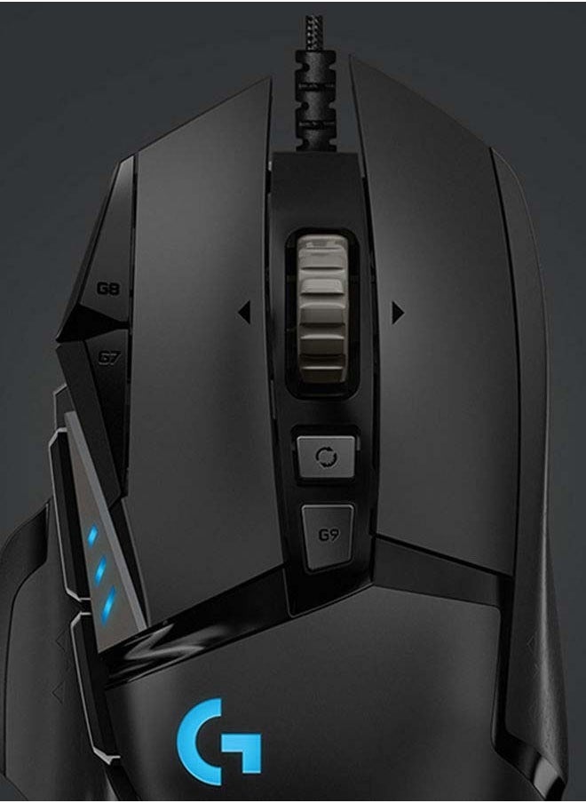 G502 Hero High Performance Wired Gaming Mouse, Hero 25K Sensor, 25,600 DPI, RGB, Adjustable Weights, 11 Programmable Buttons, On-Board Memory, PC And Mac