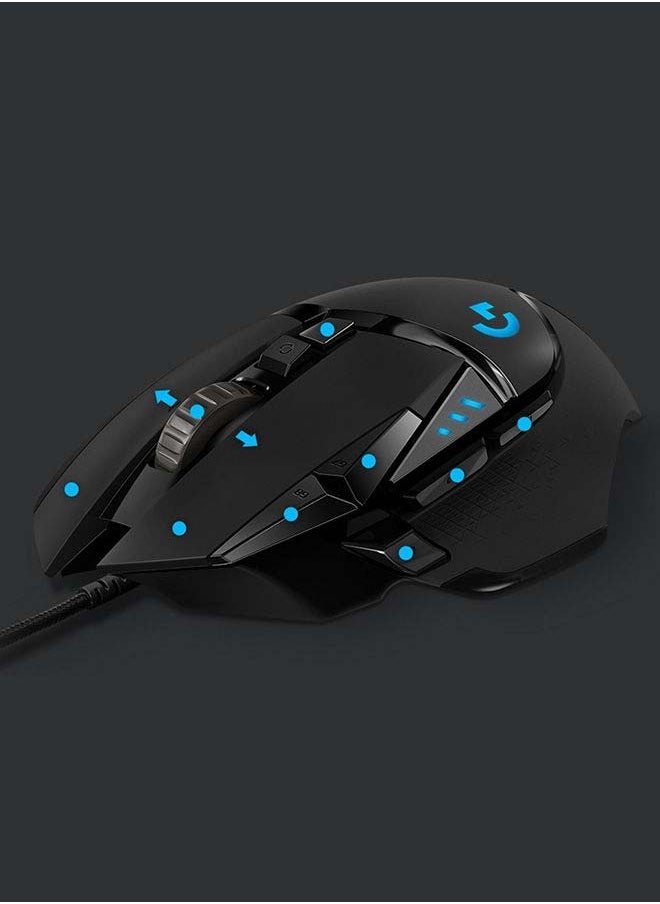 G502 Hero High Performance Wired Gaming Mouse, Hero 25K Sensor, 25,600 DPI, RGB, Adjustable Weights, 11 Programmable Buttons, On-Board Memory, PC And Mac