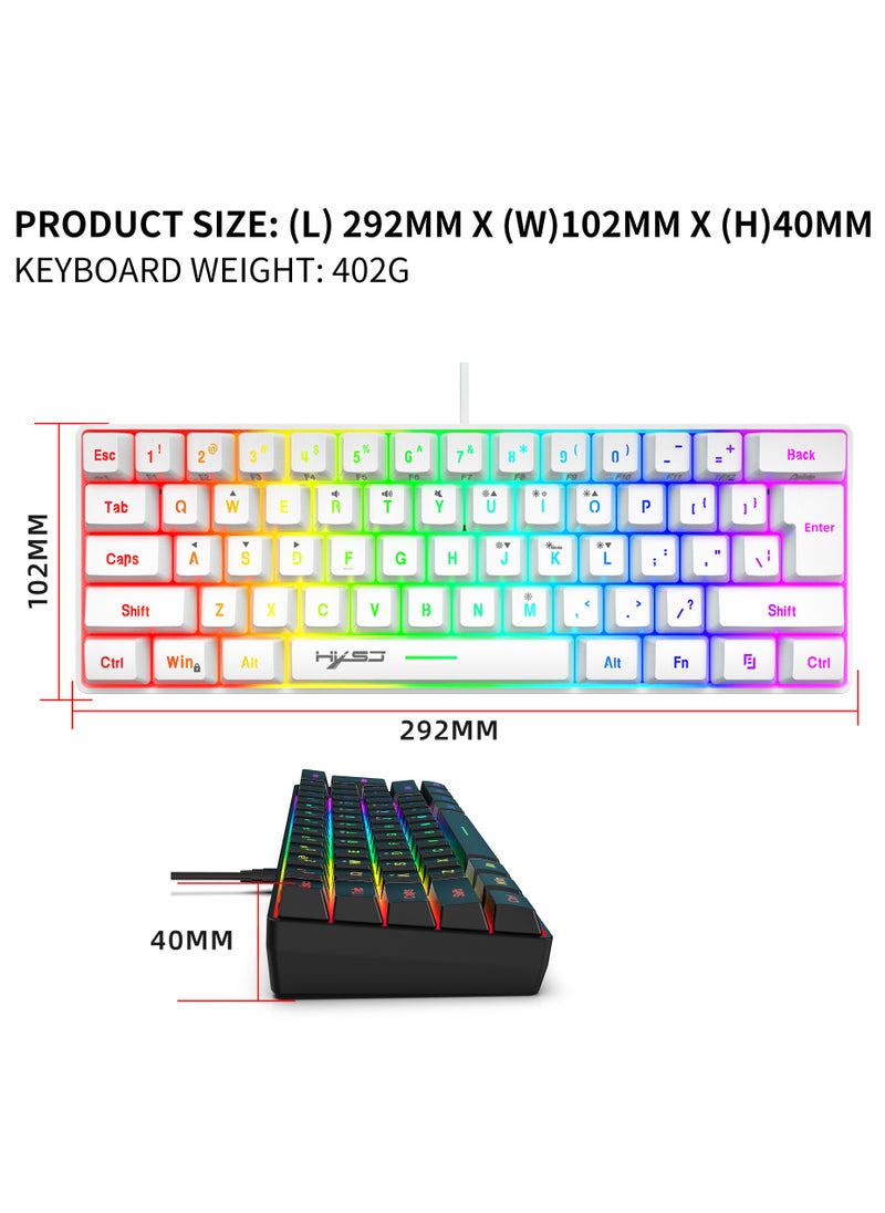 60% Wired Gaming Keyboard, RGB Backlit Ultra-Compact Mini Keyboard, Waterproof Small Compact 61 Keys Keyboard for PC/Mac Gamer, Typist, Travel, Easy to Carry on Business Trip