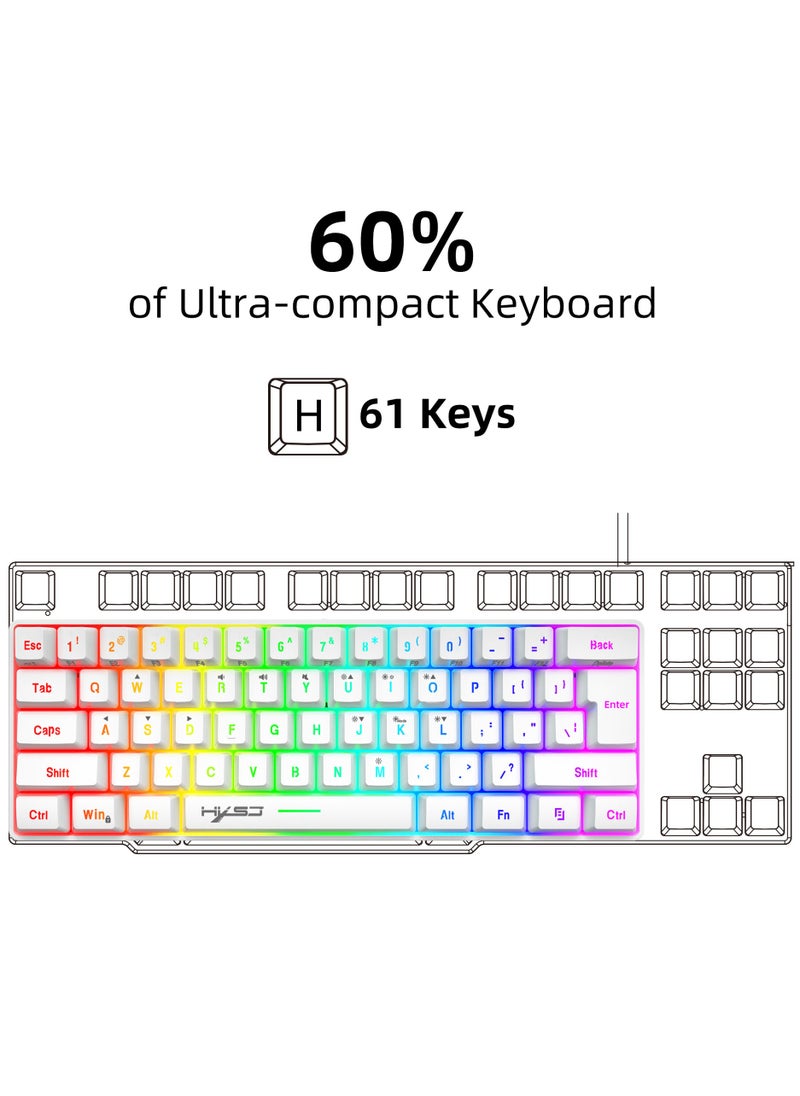 60% Wired Gaming Keyboard, RGB Backlit Ultra-Compact Mini Keyboard, Waterproof Small Compact 61 Keys Keyboard for PC/Mac Gamer, Typist, Travel, Easy to Carry on Business Trip