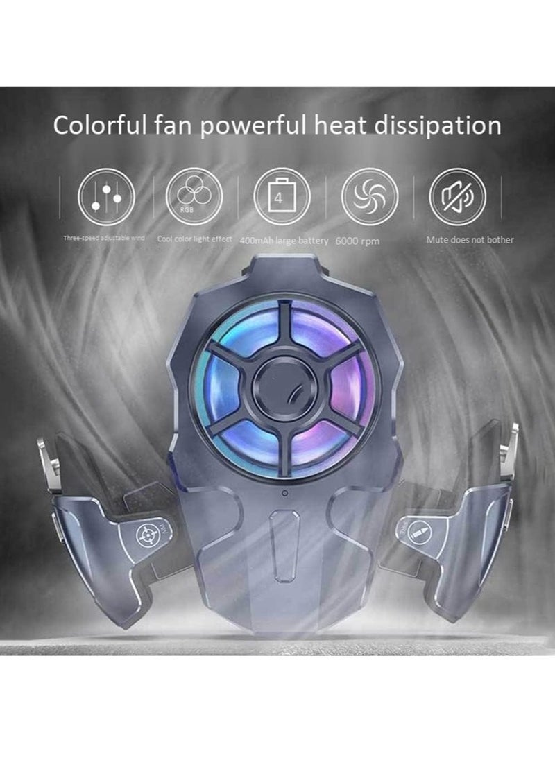 AK03 Mobile Game Controller with Cooling Fan – Joystick Trigger for PUBG and Compatible with iOS & Android Smartphones