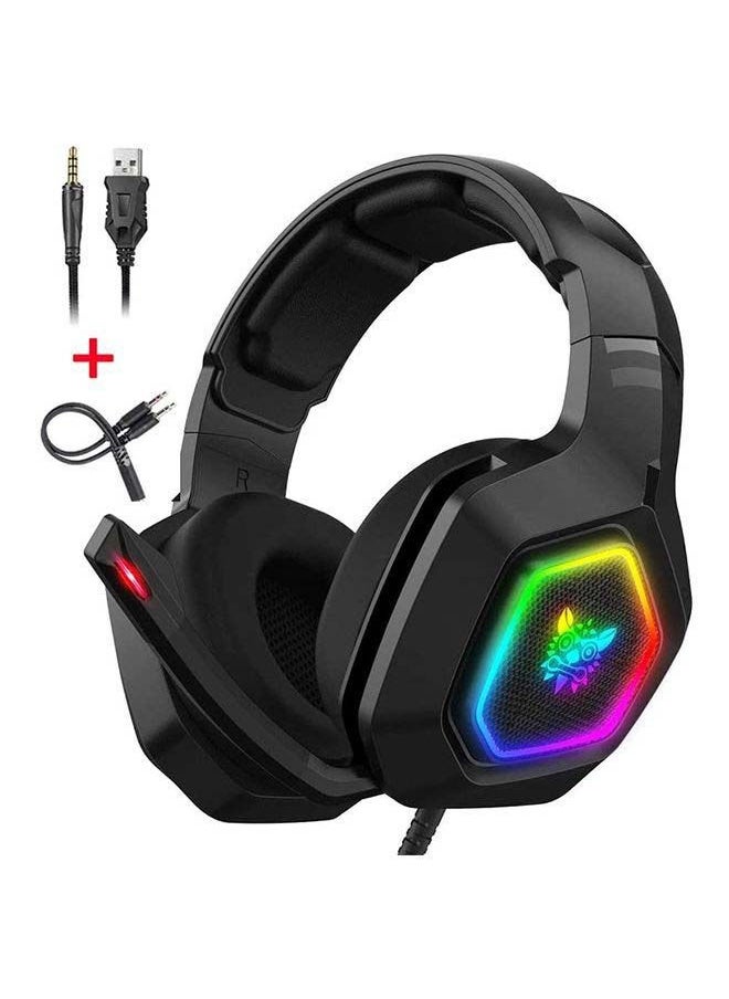 Onikuma K10 Gaming Headset with Surround Sound Pro Noise Canceling Gaming Headphones with Mic & RGB LED Light