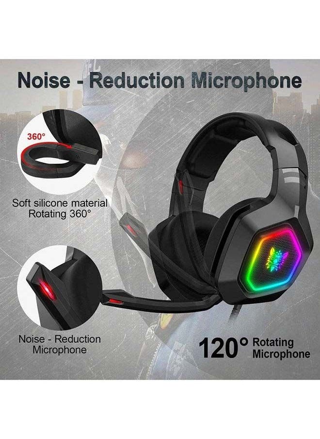 Onikuma K10 Gaming Headset with Surround Sound Pro Noise Canceling Gaming Headphones with Mic & RGB LED Light