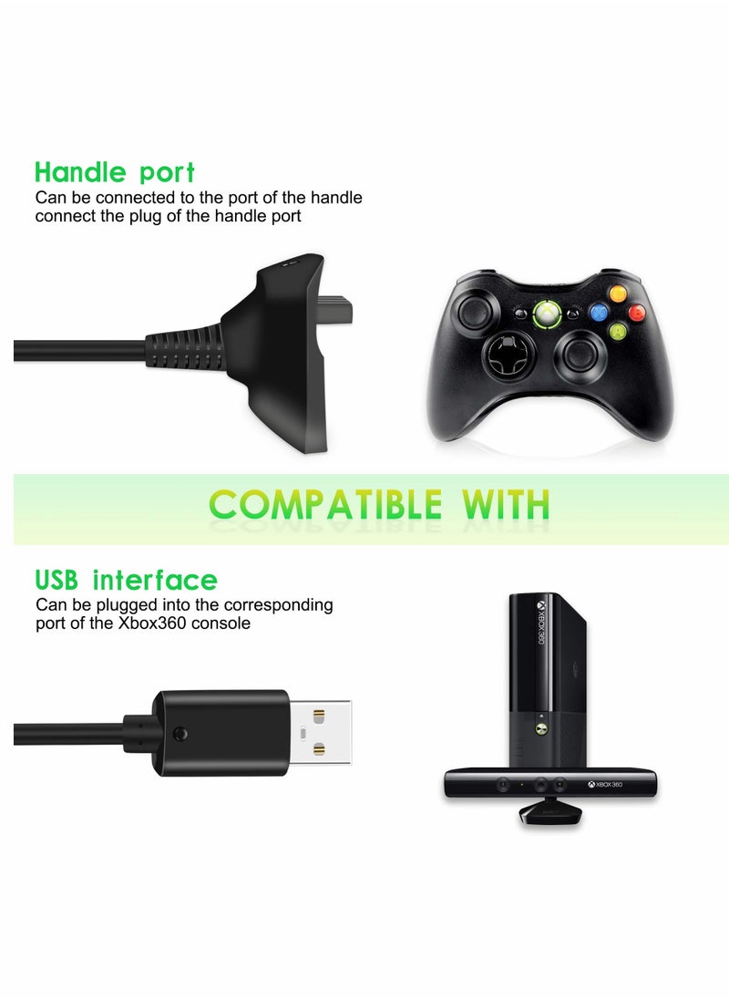 Wireless Charging, 6Ft Charging Cable for Xbox 360 Wireless Controller USB Charging Cable Compatible Fit for Microsoft Xbox 360 Slim Wireless Game Controllers Wireless Handle Charging Cable (2Pack)