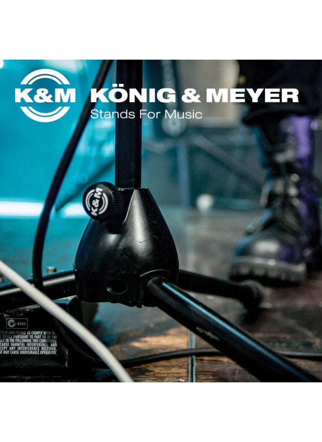 K&M - König & Meyer 21070.500.55 - Tripod Microphone Stand with Fixed Length Boom Arm - Professional Grade for All Musicians - Heavy Duty Folding Leg Base - German Made - Black