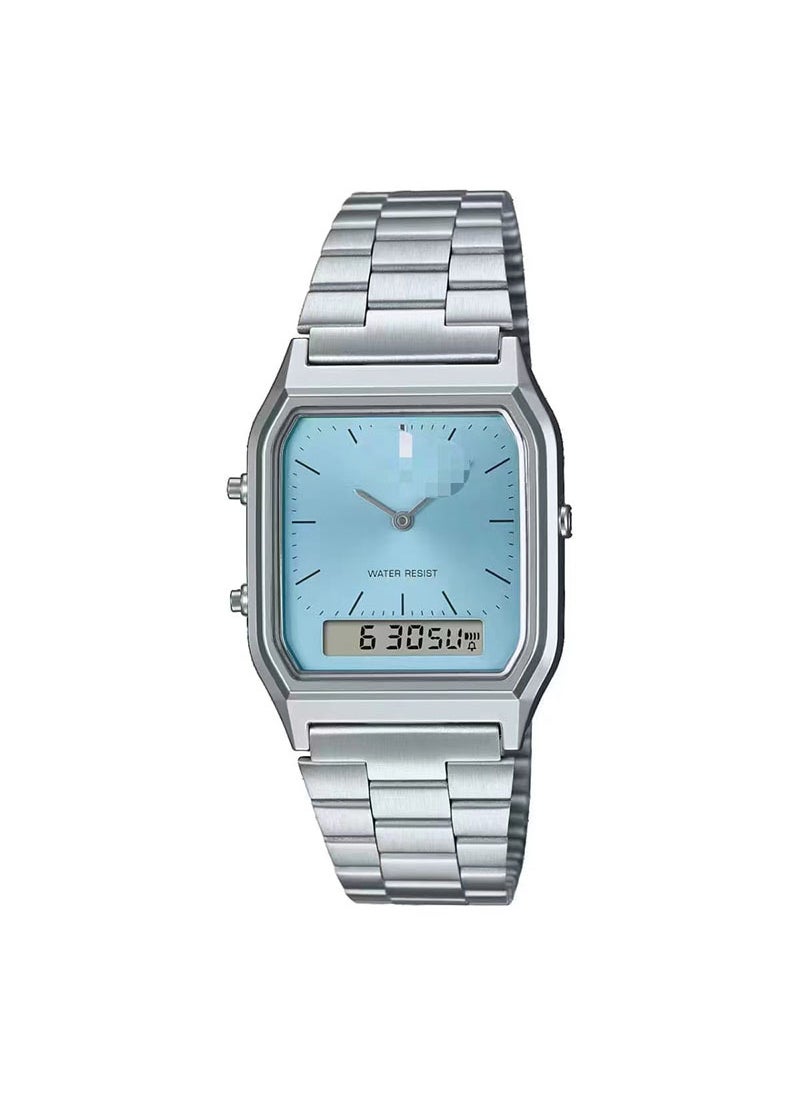 Non-woven AQ230W electronic watch classic retro steel belt small gold watch wholesale watch waterproof mens alloywhite chrome light blue white chrome light blue