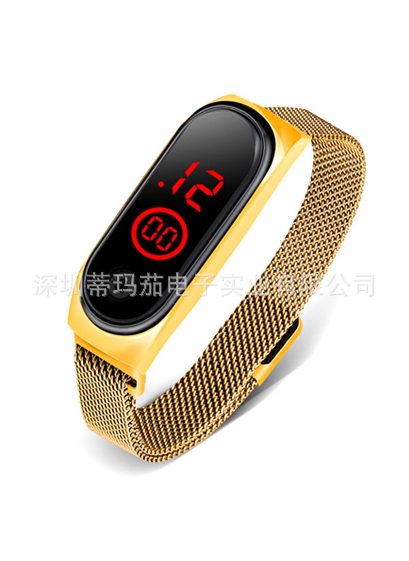 Fashion Sports Metal Bracelet LED Watch Gold