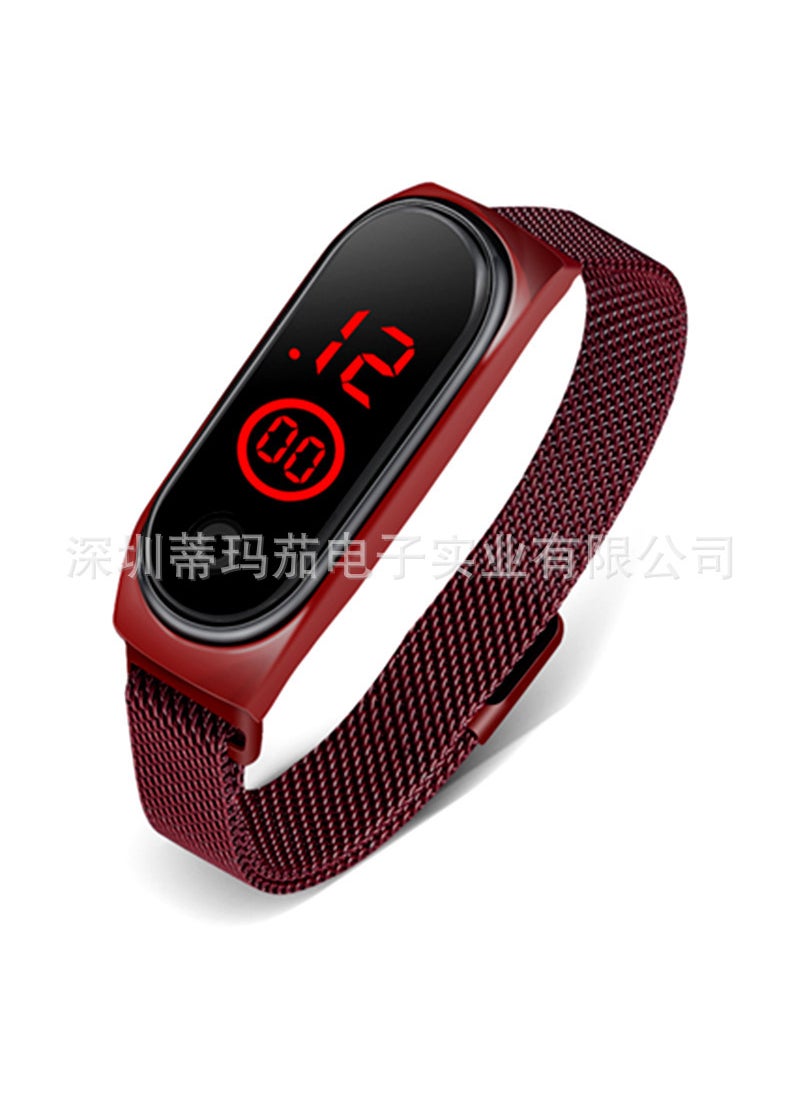 Fashion Sports Metal Bracelet LED Watch Red