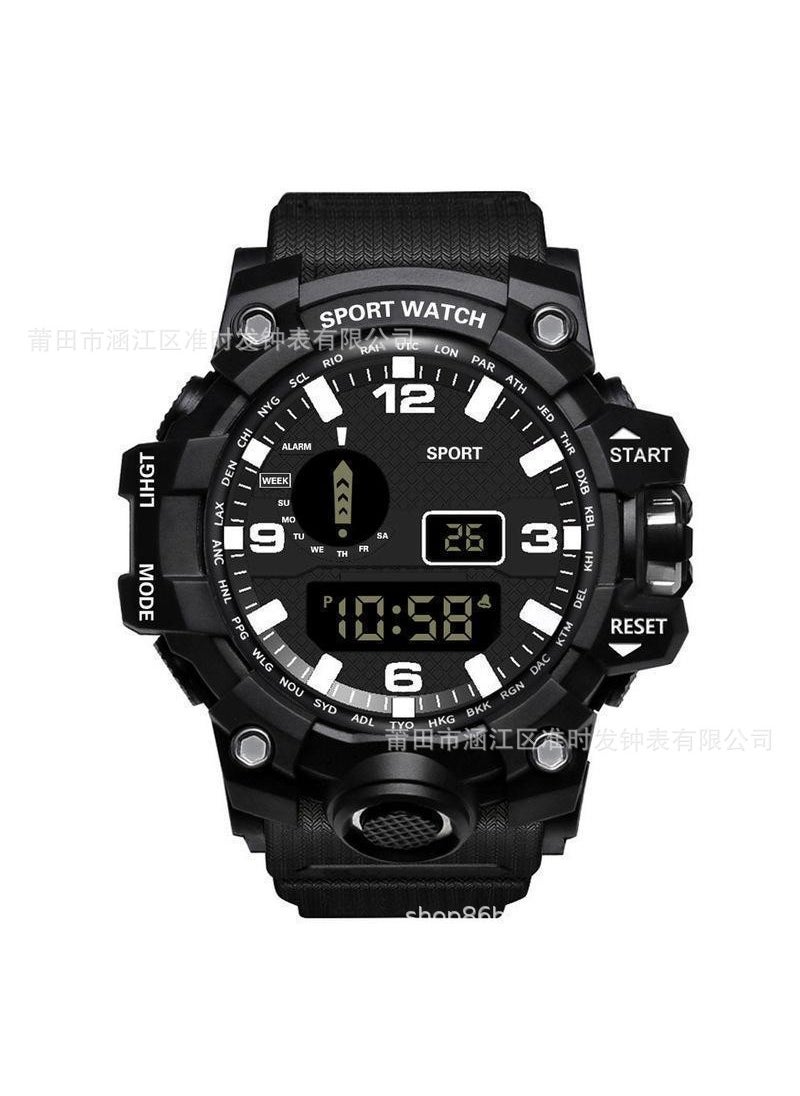 Electronic Watch Mens Junior Students Senior high school Youth Multifunctional Sports Cross-border Superior Mens Luminous Electronic Watch Big sword black