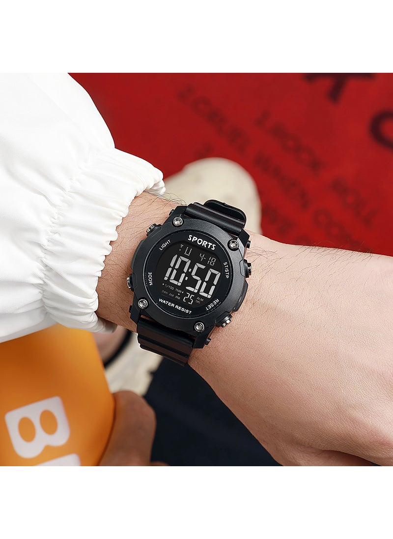 New ins mens electronic watch casual fashion trend high color value student sports smart multi-function watch Black