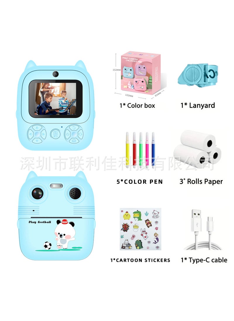 New product private model Polaroid childrens camera HD shooting instant toy game distribution support cross-border D8S Blue (2.4-inch screen)